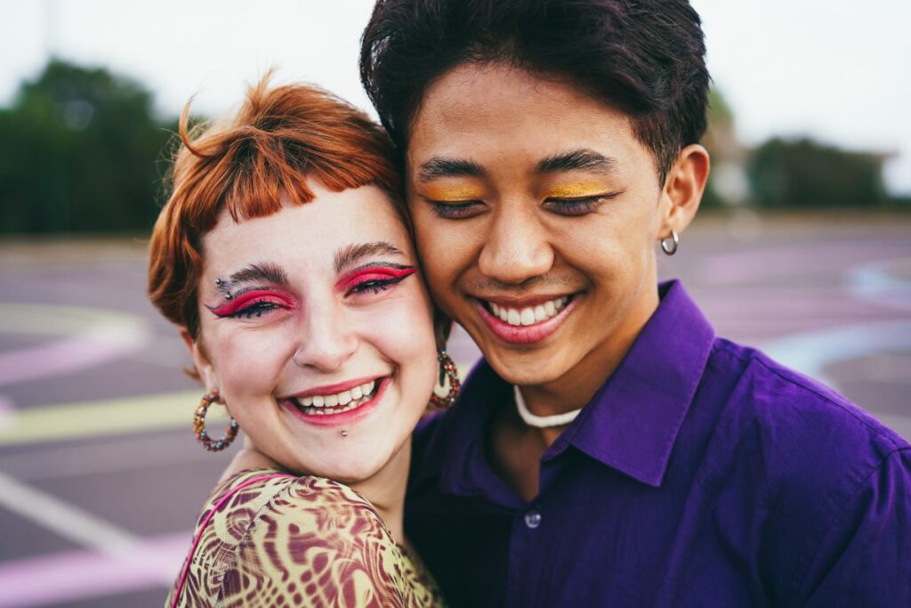 Two happy teens after transgender teen therapy
