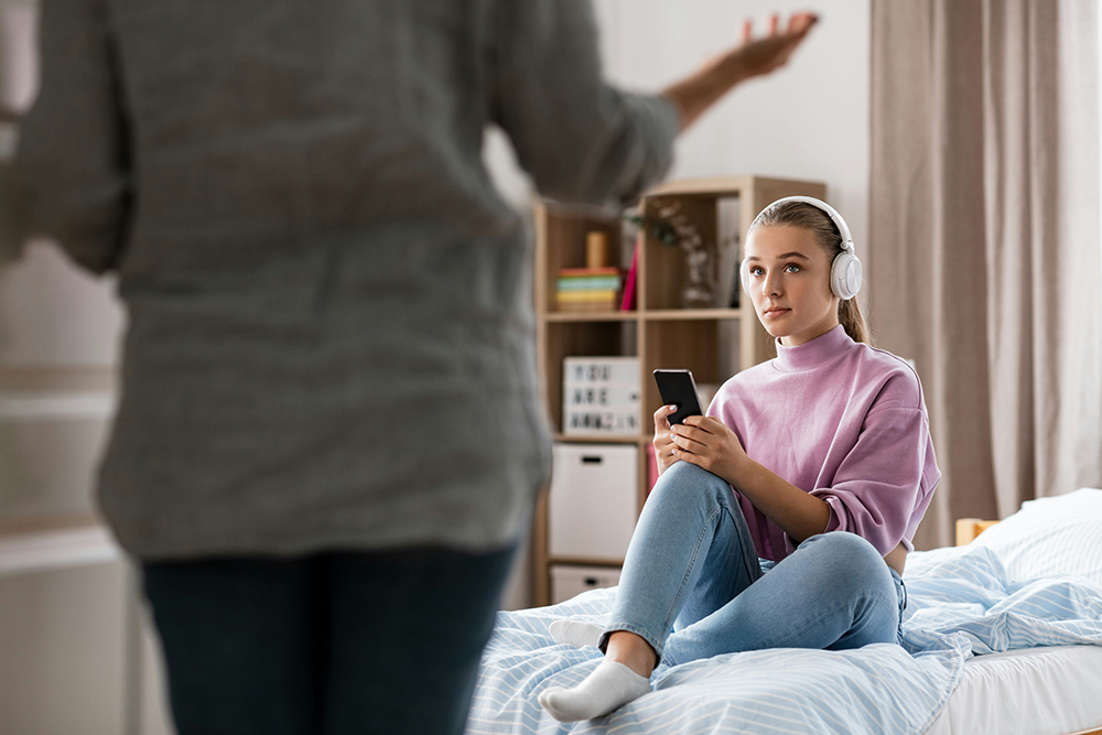 Family conflict adding stress for a teenager at home.